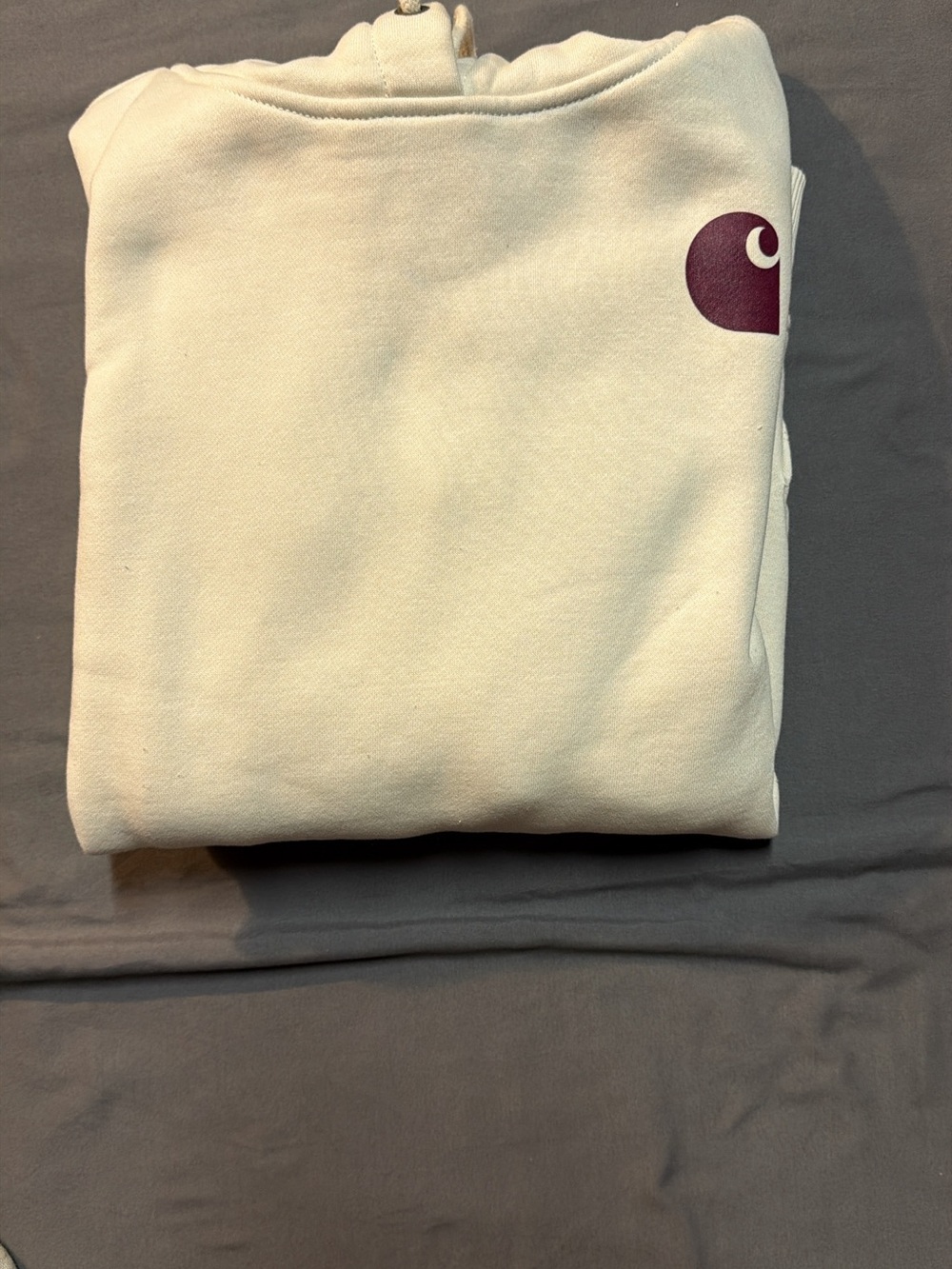 Carhartt WIP Cream Crewneck Sweatshirt with Maroon Logo